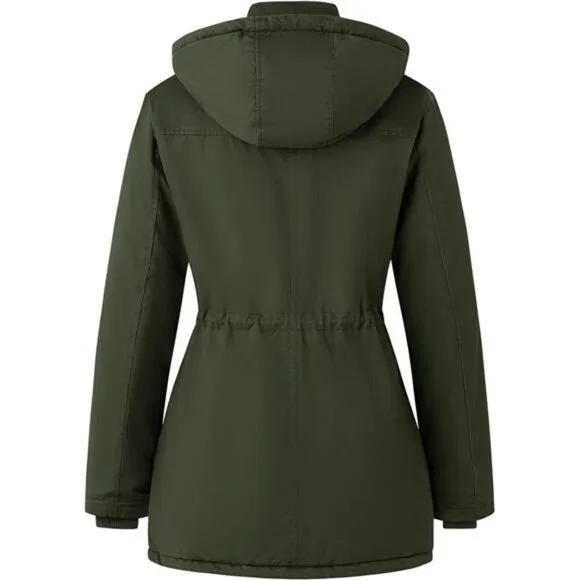 Women's Winter Thicken Puffer Coat Warm Fleece Lined Parka Jacket with Fur Hood
